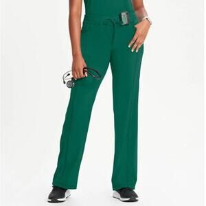 Cherokee Women's Rib Knit Drawstring Waist Scrub Pant Size XS Hunter Green